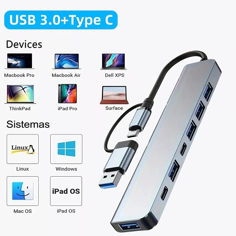 2 In 1 USB3.0 Hub 7 Port Type  - огляд і ціна Laptop Accessories Price